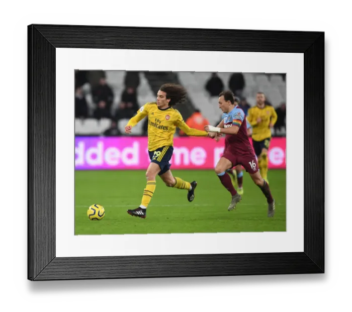 Framed Print : Guendouzi Breaks Past Noble: West Ham vs. Arsenal, Premier League 2019-20