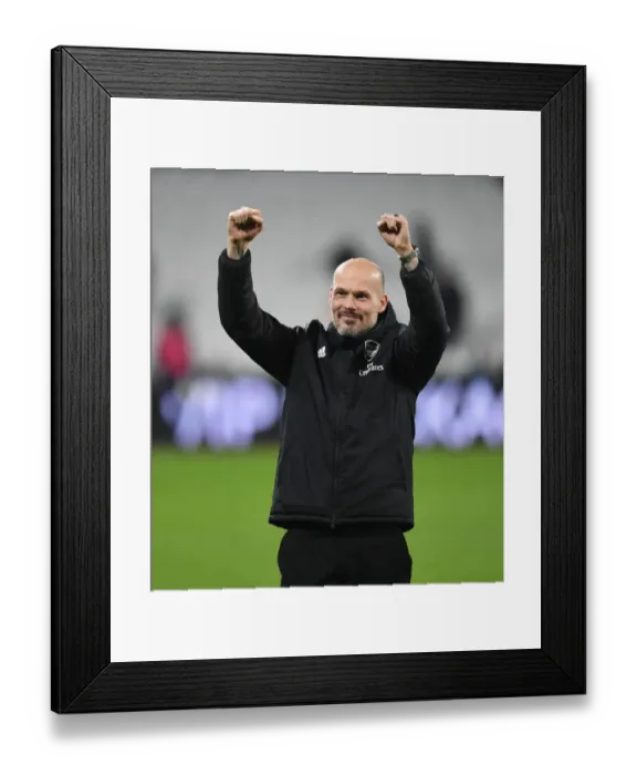 Framed Print : Freddie Ljungberg Celebrates Arsenal's Premier League Victory at West Ham United - 2019 / 20 Season Framed Print : Freddie Ljungberg Celebrates Arsenal's Premier League Victory at West Ham United - 2019 / 20 Season
