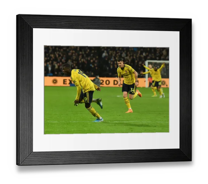 Framed Print : Nicolas Pepe Scores Arsenal's Second Goal vs West Ham United in Premier League (December 2019)