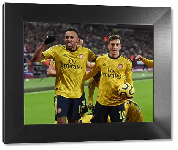 Aubameyang and Ozil Celebrate Arsenal's Goals Against West Ham United (2019-20)