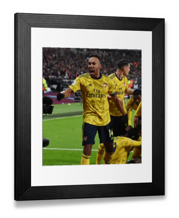 Framed Print : Aubameyang's Brace: Arsenal's Victory over West Ham United in Premier League (December 2019) Framed Print : Aubameyang's Brace: Arsenal's Victory over West Ham United in Premier League (December 2019)