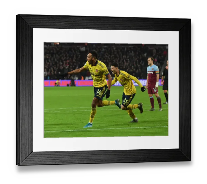 Framed Print : Arsenal's Aubameyang and Martinelli: Unstoppable Duo Net Third Goal vs. West Ham United (Premier League 2019-20)