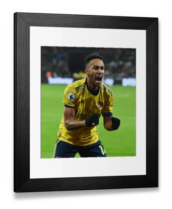 Framed Print : Pierre-Emerick Aubameyang Scores Third Goal: West Ham United vs. Arsenal FC, Premier League 2019-20 Framed Print : Pierre-Emerick Aubameyang Scores Third Goal: West Ham United vs. Arsenal FC, Premier League 2019-20
