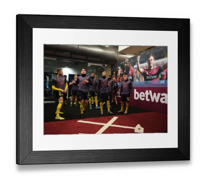 Framed Print : Arsenal Players in the Tunnel Before West Ham Clash - Premier League 2019-20