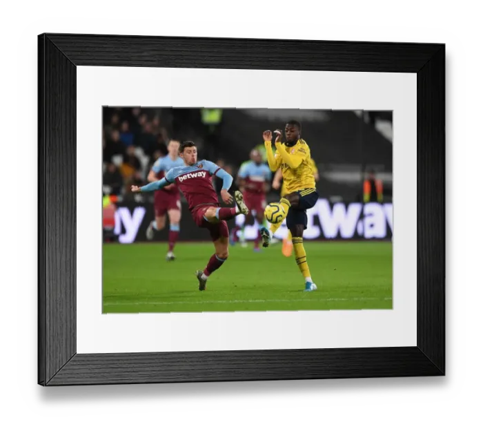 Framed Print : Pepe Under Pressure: West Ham vs. Arsenal, Premier League Clash, London, 2019