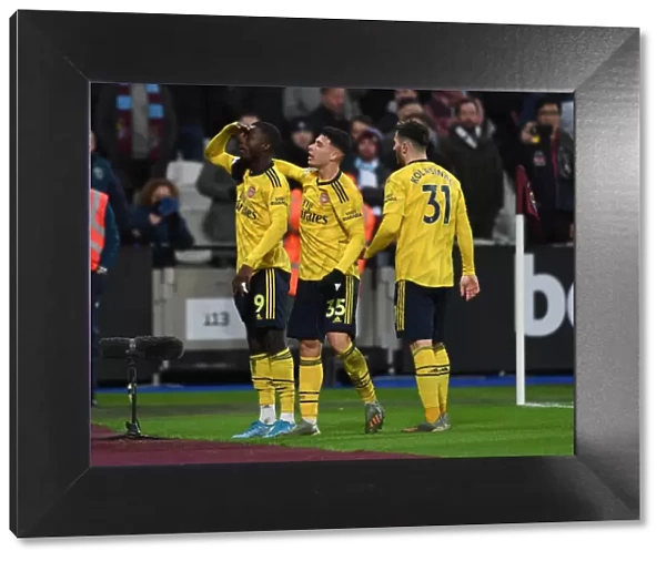 Pepe and Martinelli's Goal Celebration: Arsenal's Winning Moment vs. West Ham United (2019-20)