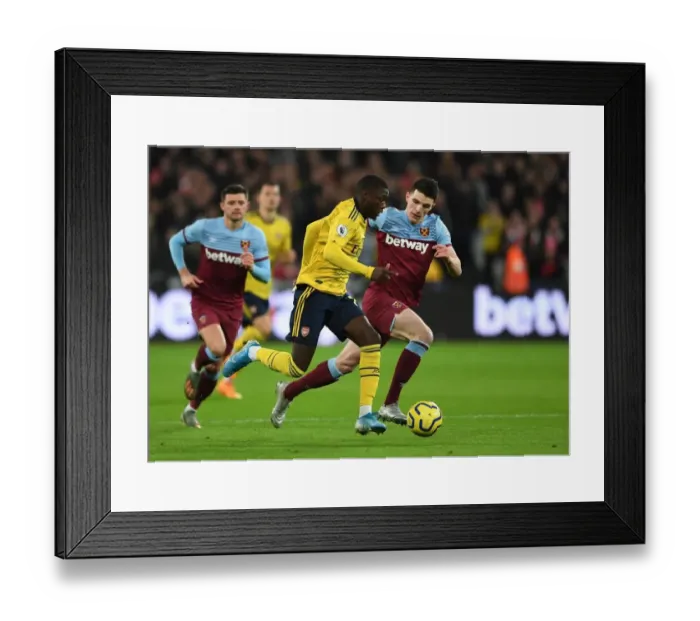 Framed Print : Pepe vs Rice: Battle in the Premier League - West Ham United vs Arsenal FC (December 2019)