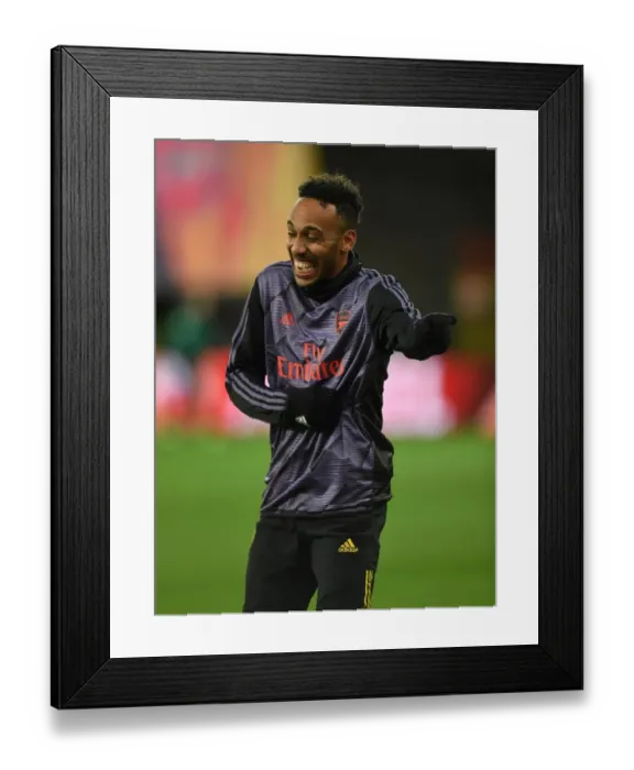Framed Print : Arsenal's Aubameyang Readies for Standard Liege Europa League Clash