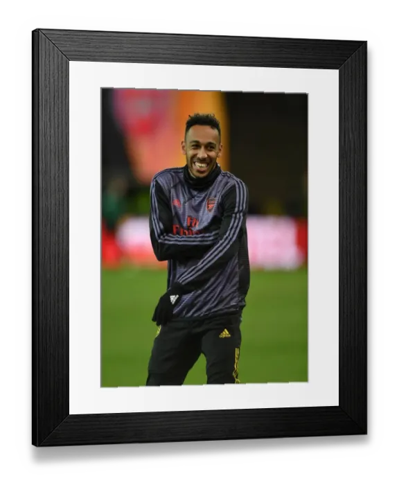 Framed Print : Arsenal's Aubameyang Prepares for Standard Liege Europa League Clash