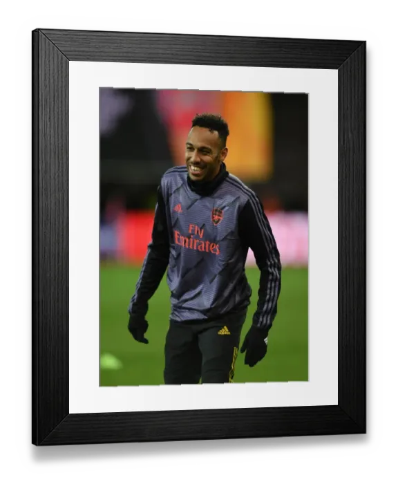 Framed Print : Arsenal's Aubameyang Prepares for Standard Liege Europa League Showdown