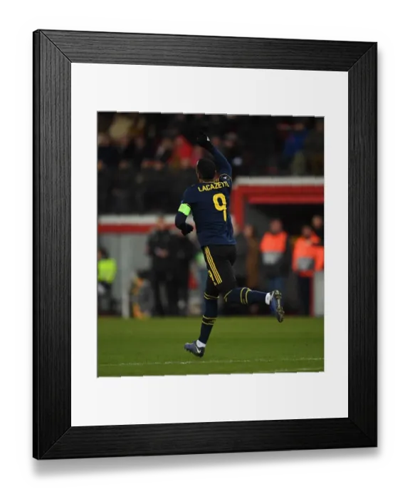 Framed Print : Alexandre Lacazette Scores First Goal: Arsenal's Europa League Victory over Standard Liege (December 2019)