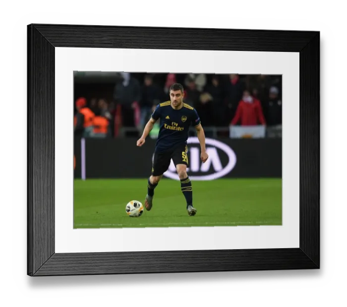 Framed Print : Sokratis of Arsenal in Action against Standard Liege in UEFA Europa League Group Stage, Liege, Belgium (December 2019)