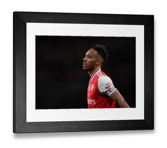 Framed Print : Arsenal's Aubameyang Goes Head-to-Head with Manchester City in Premier League Battle