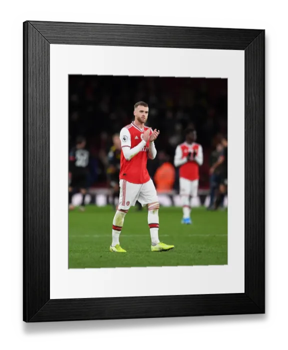 Framed Print : Arsenal's Calum Chambers Celebrates with Fans after Arsenal vs Manchester City, Premier League 2019-20