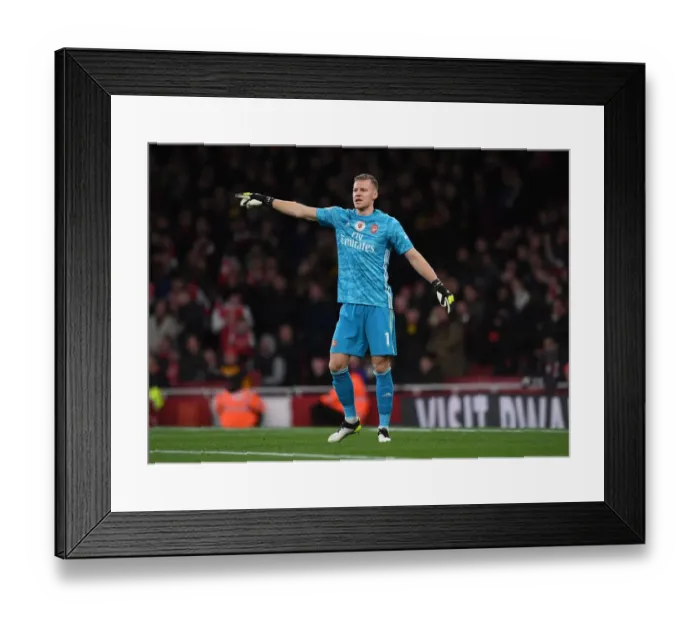Framed Print : Leno's Determination: Arsenal vs Manchester City Showdown