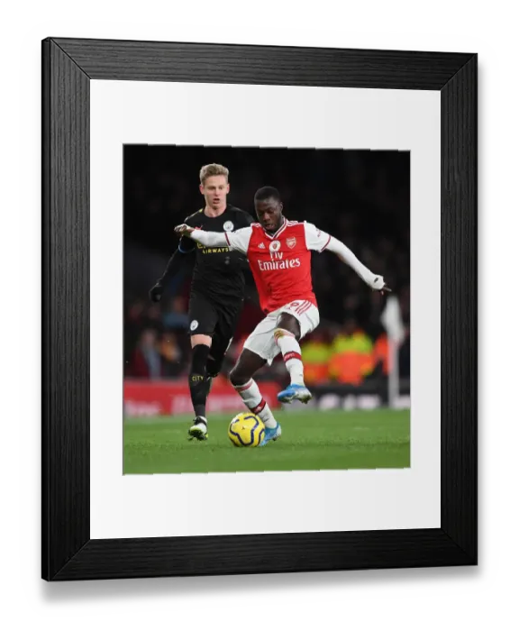 Framed Print : Arsenal vs Manchester City: Pepe vs Zinchenko Clash in Premier League Showdown Framed Print : Arsenal vs Manchester City: Pepe vs Zinchenko Clash in Premier League Showdown