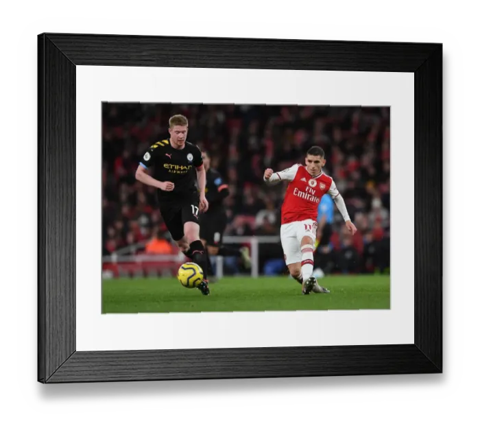 Framed Print : Torreira vs. De Bruyne: Intense Battle at Emirates Stadium - Arsenal vs. Manchester City, Premier League 2019-20 Framed Print : Torreira vs. De Bruyne: Intense Battle at Emirates Stadium - Arsenal vs. Manchester City, Premier League 2019-20