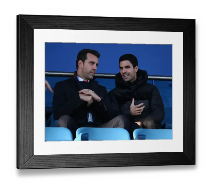 Framed Print : Arsenal's Edu and Arteta: Tactical Discussions Before Everton Clash (2019-20) Framed Print : Arsenal's Edu and Arteta: Tactical Discussions Before Everton Clash (2019-20)