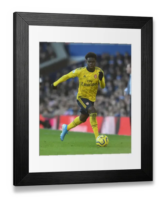 Framed Print : Bukayo Saka: In Action Against Everton in Premier League 2019-20 Framed Print : Bukayo Saka: In Action Against Everton in Premier League 2019-20