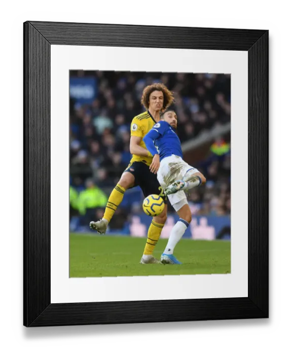 Framed Print : David Luiz vs. Cenk Tosun: Intense Clash Between Everton and Arsenal in Premier League Framed Print : David Luiz vs. Cenk Tosun: Intense Clash Between Everton and Arsenal in Premier League