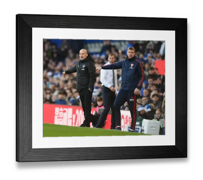 Framed Print : Arsenal Interim Coaches Freddie Ljungberg and Per Mertesacker at Everton Match, Premier League 2019-20