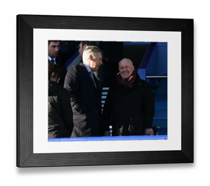 Framed Print : Carlo Ancelotti and Liam Brady Reunited: Everton vs. Arsenal, Premier League 2019-20