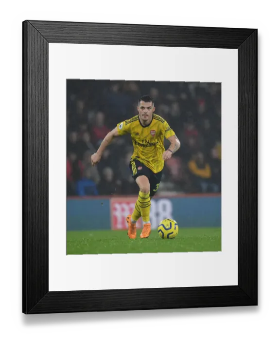 Framed Print : Granit Xhaka: Arsenal's Midfield Maestro in Action vs. AFC Bournemouth, Premier League 2019-20
