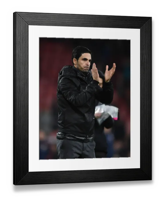 Framed Print : Arsenal's Mikel Arteta Applauds Fans after AFC Bournemouth Victory, Premier League 2019-20