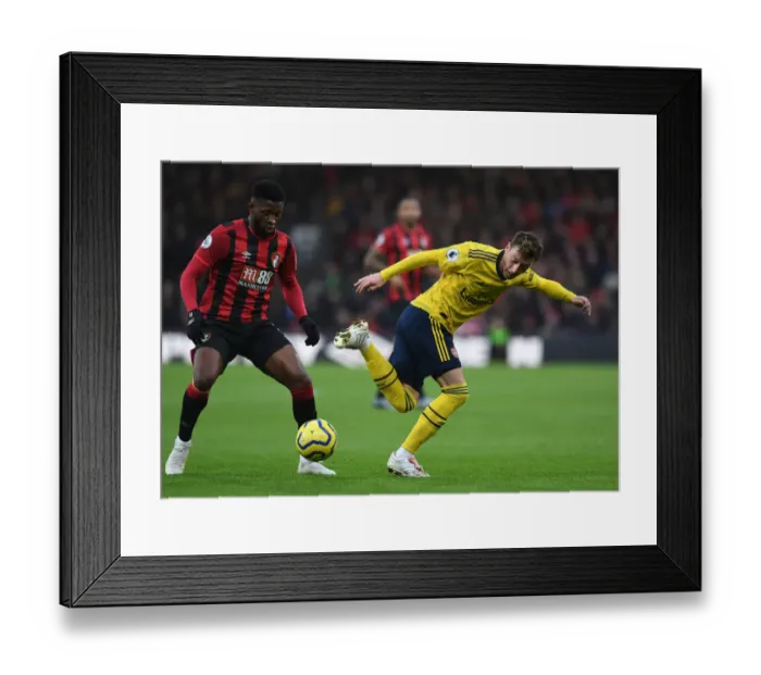 Framed Print : Mesut Ozil Evades Jefferson Lerma: AFC Bournemouth vs. Arsenal FC, Premier League (December 2019)
