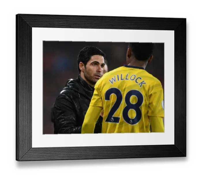 Framed Print : Arsenal's Mikel Arteta Coaches Joe Willock During AFC Bournemouth Clash (Premier League 2019-20)