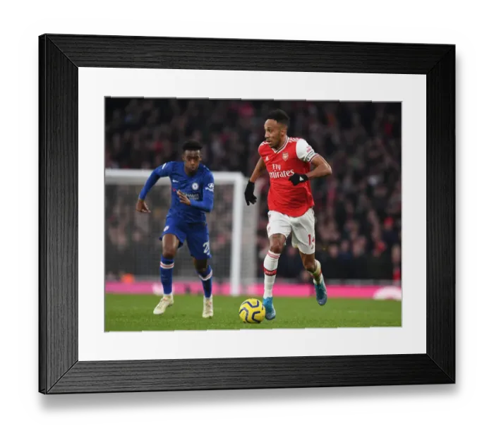 Framed Print : Aubameyang's Agility: Outsmarting Hudson-Odoi in the Thrilling Arsenal vs. Chelsea Clash