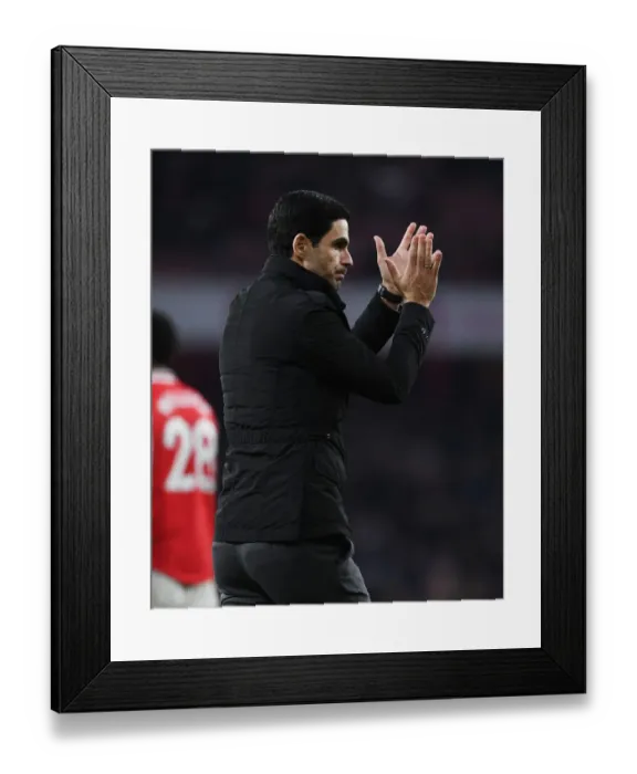Framed Print : Arsenal's Mikel Arteta Celebrates with Fans after Arsenal vs. Chelsea Premier League Victory Framed Print : Arsenal's Mikel Arteta Celebrates with Fans after Arsenal vs. Chelsea Premier League Victory