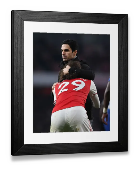 Framed Print : Arsenal's Mikel Arteta Comforts Distressed Guendouzi Amidst Chelsea Defeat