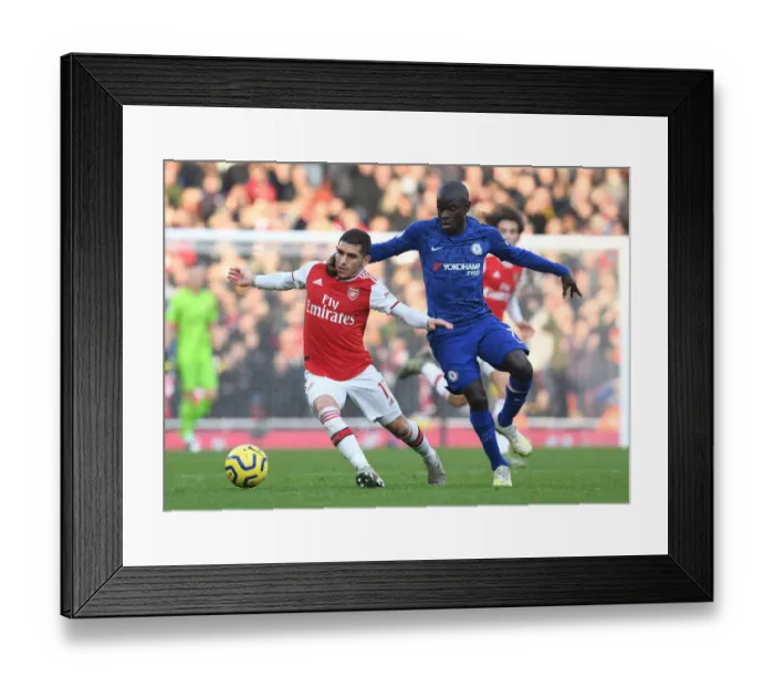 Framed Print : Arsenal vs. Chelsea: Torreira Fouls Kante in Intense Premier League Clash (December 2019)
