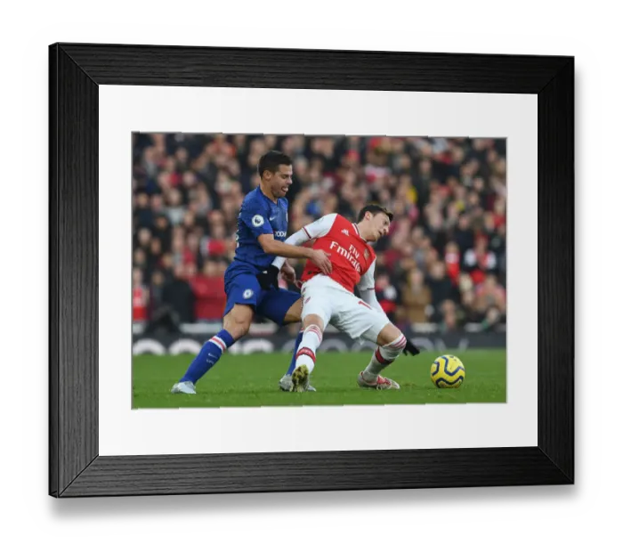 Framed Print : Arsenal vs. Chelsea: Ozil Fouls by Azpilicueta in Intense Premier League Clash (2019-20)