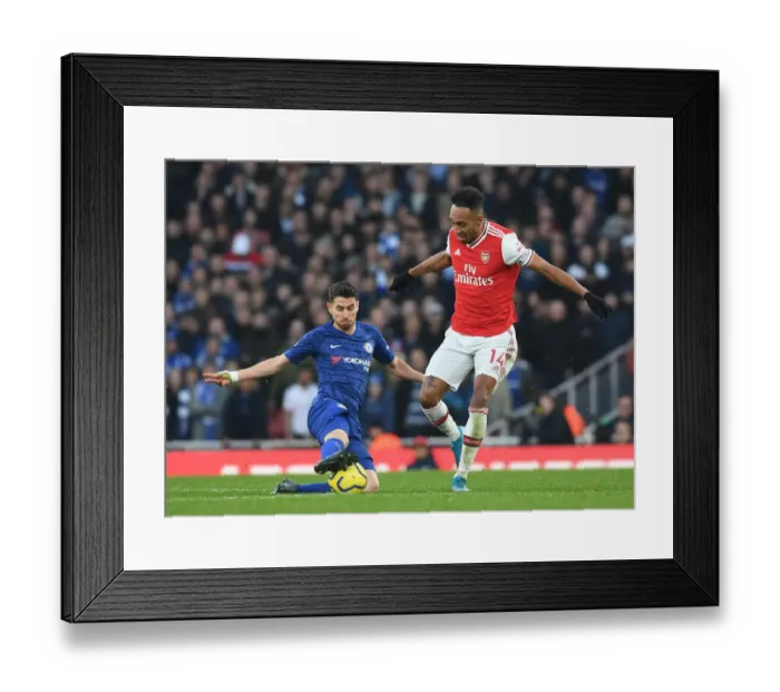 Framed Print : Arsenal vs. Chelsea Showdown: Aubameyang vs. Jorginho Battle at the Emirates
