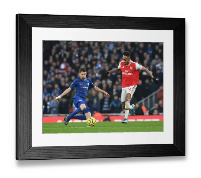 Framed Print : Aubameyang vs. Jorginho: A Premier League Rivalry Ignites - Arsenal vs. Chelsea Showdown