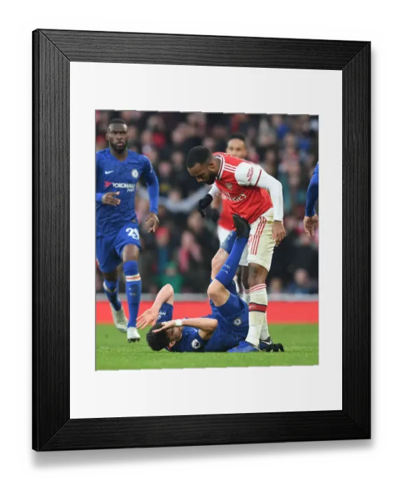 Framed Print : Clash of the Midfield Maestros: Lacazette vs. Jorginho - Arsenal vs. Chelsea Showdown Framed Print : Clash of the Midfield Maestros: Lacazette vs. Jorginho - Arsenal vs. Chelsea Showdown