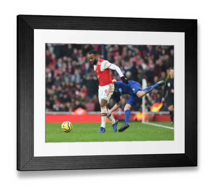 Framed Print : Arsenal vs. Chelsea Showdown: Lacazette vs. Jorginho - Premier League Battle at Emirates Stadium
