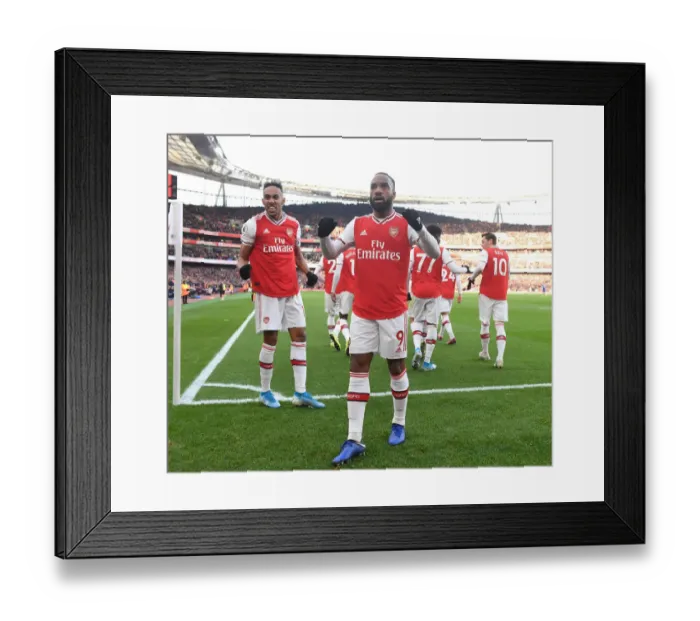 Framed Print : Arsenal's Aubameyang and Lacazette: Celebrating Glory Against Chelsea in a Thrilling Premier League Clash Framed Print : Arsenal's Aubameyang and Lacazette: Celebrating Glory Against Chelsea in a Thrilling Premier League Clash