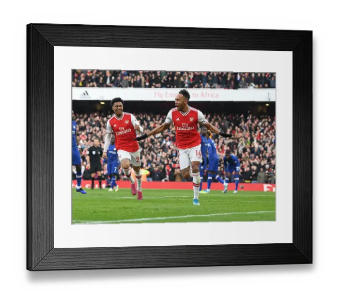 Framed Print : Aubameyang's Dramatic Winner: Arsenal Triumphs over Chelsea in the Premier League Showdown, 2019-20 Framed Print : Aubameyang's Dramatic Winner: Arsenal Triumphs over Chelsea in the Premier League Showdown, 2019-20