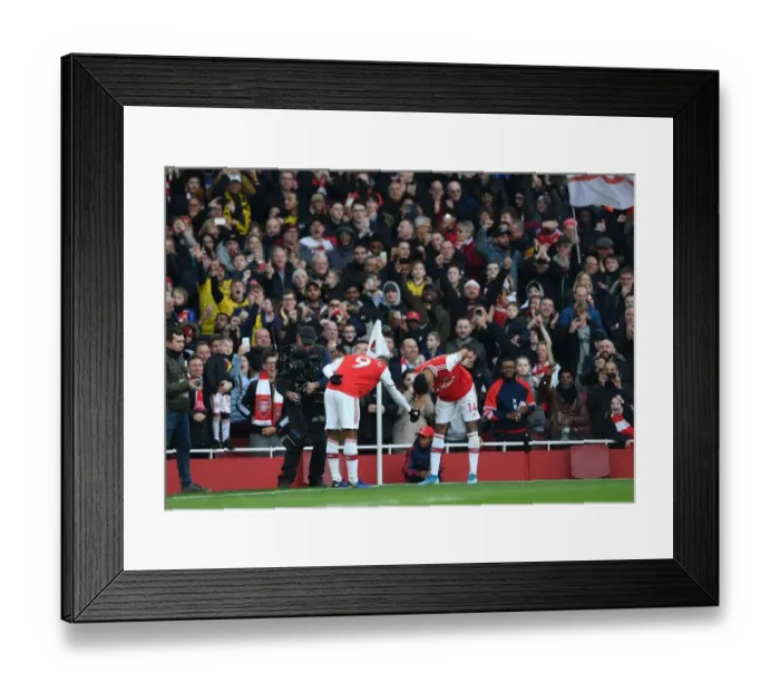 Framed Print : Arsenal's Aubameyang and Lacazette: Celebrating a Goal-Scoring Milestone Against Chelsea in the Premier League Framed Print : Arsenal's Aubameyang and Lacazette: Celebrating a Goal-Scoring Milestone Against Chelsea in the Premier League