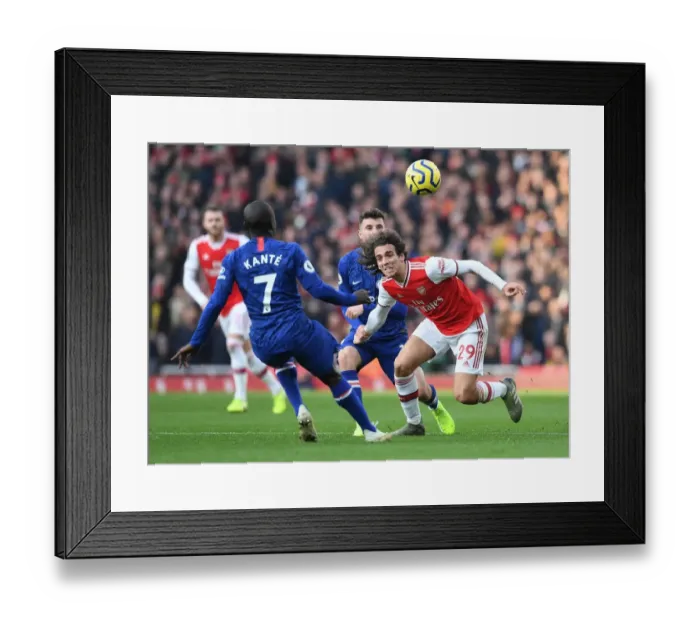 Framed Print : Guendouzi vs. Kante: A Premier League Battle at Emirates Stadium