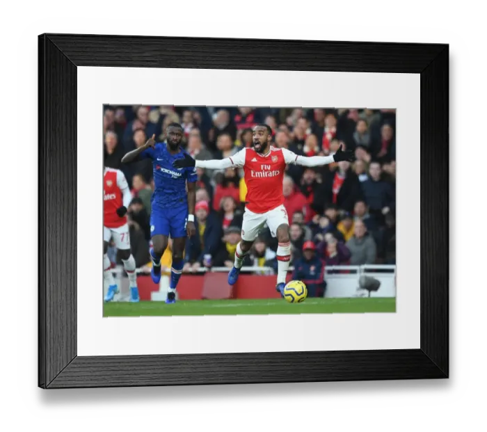 Framed Print : Arsenal's Alexandre Lacazette Faces Off Against Chelsea in Premier League Showdown