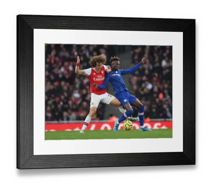 Framed Print : David Luiz vs. Tammy Abraham: A Battle in the Arsenal vs. Chelsea Rivalry
