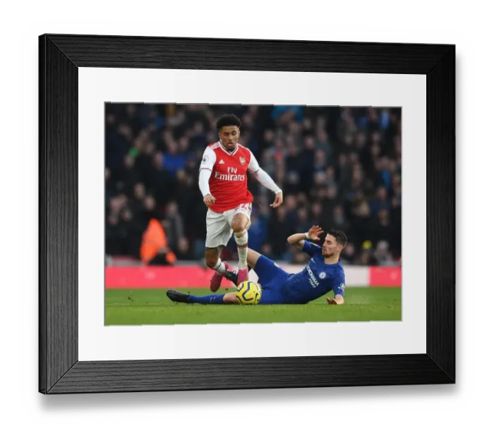 Framed Print : Arsenal's Nelson Clashes with Chelsea's Jorginho: A Premier League Showdown at Emirates Stadium (December 2019)