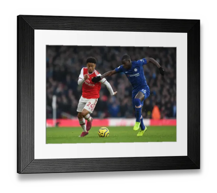 Framed Print : Arsenal vs. Chelsea: Reiss Nelson Fouls by Kurt Zouma in Intense Premier League Clash (2019-20)