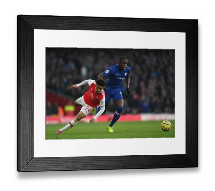 Framed Print : Arsenal vs. Chelsea: Nelson Fouls by Zouma in Intense Premier League Clash (2019-20)