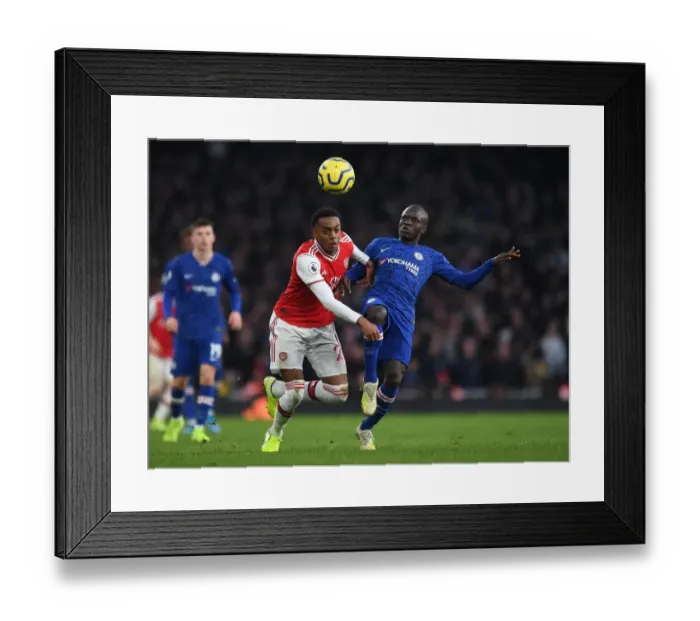 Framed Print : Arsenal vs. Chelsea: Intense Clash between Joe Willock and N'Golo Kante in the Premier League Framed Print : Arsenal vs. Chelsea: Intense Clash between Joe Willock and N'Golo Kante in the Premier League