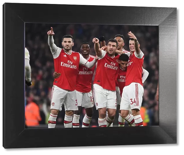 Arsenal Celebrate Sokratis's Goal: Arsenal 2-Manchester United (2019-20) - A Thrilling Moment at Emirates Stadium